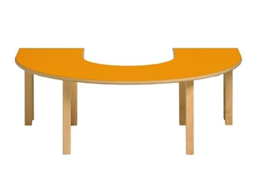 Image de Table moderne, fer à cheval 150x100 cm - Jaune clair - ht - 40 cm